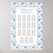 ラグジュアリーな水彩ライトブルー金ゴールドシーティングチャート ポスター (正面)