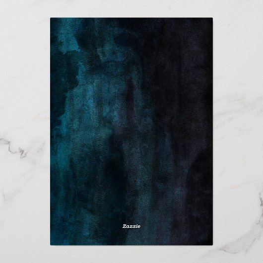 ラグジュアリーな濃いムーディ結婚ー水の色実在の金ゴールド 箔招待状 (裏面)