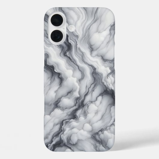 ラグジュアリーな白とグレーの大理石ケース - ドラマティックな流れ Case-Mate iPhoneケース (裏面)