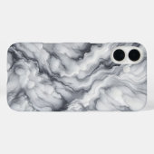 ラグジュアリーな白とグレーの大理石ケース - ドラマティックな流れ Case-Mate iPhoneケース (裏面 (横))