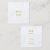 ラグジュアリーな白エレガント大理石金ゴールドスクリプト スクエア名刺 (正面/裏面)