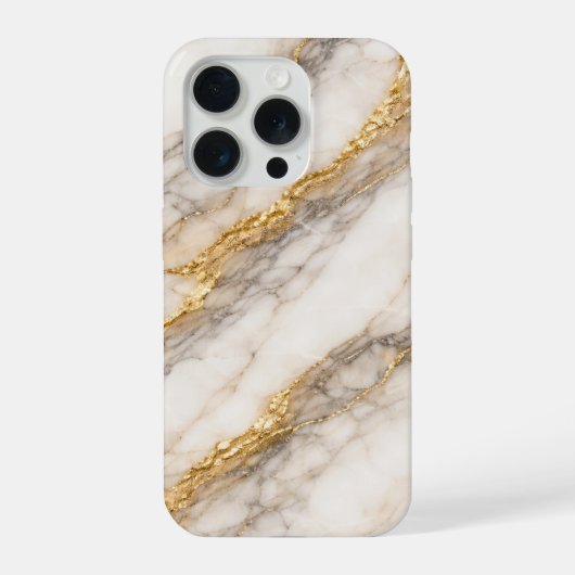 ラグジュアリーな白色のカラカッタ大理石とゴールドのライン iPhoneケース (裏面)