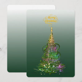 ラグジュアリーな緑のホリデー ツリーのフラット ホリデー カード