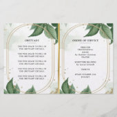 ラグジュアリーな葉の金ゴールドお祝いのライフプログラム (裏面)