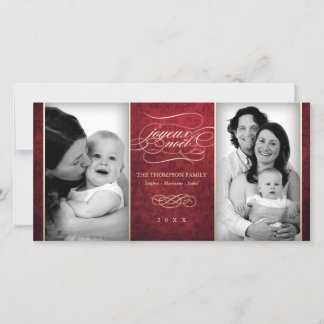 ラグジュアリーな赤い「ジョイユ・ノエル」の写真カード シーズンカード