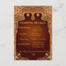 ラグジュアリーな赤と金の結婚式 詳細カード