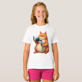 ラグジュアリーな酔猫のモダンアートイラスト Tシャツ (正面フル)