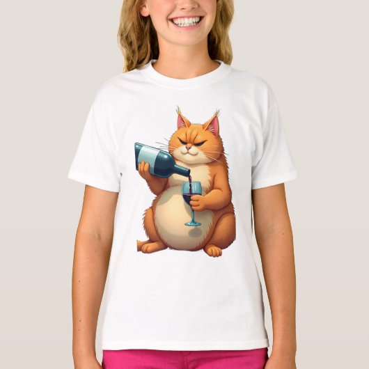 ラグジュアリーな酔猫のモダンアートイラスト Tシャツ (正面)