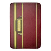 ラグジュアリーな金ゴールドとマルーンのアートデコモノグラム バスマット (正面縦)