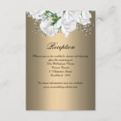 ラグジュアリーな金ゴールド結婚式のレセプションにホワイトローズ エンクロージャーカード (正面)