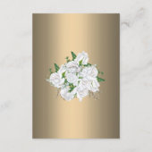 ラグジュアリーな金ゴールド結婚式のレセプションにホワイトローズ エンクロージャーカード (裏面)