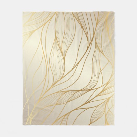ラグジュアリーな黄金波:プレミアムヴィンテージデザイン フリースブランケット (正面)