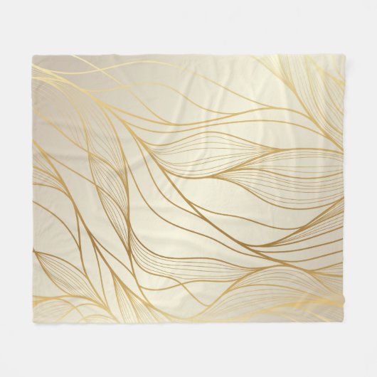 ラグジュアリーな黄金波:プレミアムヴィンテージデザイン フリースブランケット (正面(横))