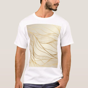 ラグジュアリーな黄金波：プレミアムヴィンテージデザイン Tシャツ
