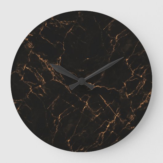 ラグジュアリーな黒い大理石：テクスエレガントチャ ラージ壁時計 (正面)