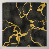 ラグジュアリーな黒の背景金ゴールドパターンのアクセント 箔ポスター (正面)