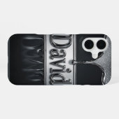 💧 ラグジュアリーな「David」フロー メタリック ネーム デザイン iPhone 16ケース (裏面横)