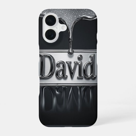 💧 ラグジュアリーな「David」フロー メタリック ネーム デザイン iPhone 16ケース (裏面)