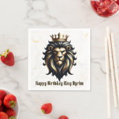 ラグジュアリーはっきりしたブラック&金ゴールドライオンとクラウン スタンダードカクテルナプキン (インサイチュ)