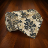 ラグジュアリーアイボリーダマスクエレガントブラックベージュ ネクタイ