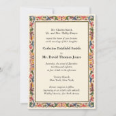 ラグジュアリーアイボリーホワイトフローラアラベスク結婚ズ 招待状 (正面)