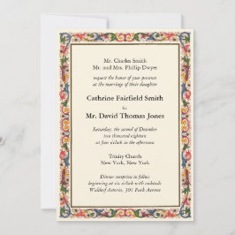 ラグジュアリーアイボリーホワイトフローラアラベスク結婚ズ 招待状