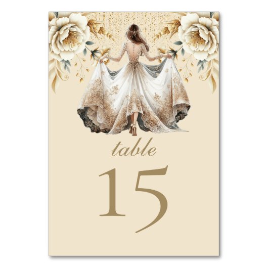 ラグジュアリーアイボリー&金ゴールドキンセアニラ テーブルナンバー (裏面)