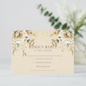 ラグジュアリーアイボリー&金ゴールドキンセアニラRsvp エンクロージャーカード (スタンド正面)