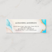 ラグジュアリーアクアアンド金ゴールドマーブルホログラフィックサロン スキニー名刺 (裏面)