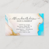 ラグジュアリーアクアアンド金ゴールドマーブルホログラフィックサロン ロイヤリティカード (裏面)