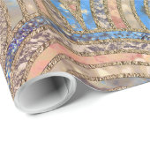 ラグジュアリーアクアクリームメタルフォイルグリッタードットサークル ラッピングペーパー (ロールコーナー)