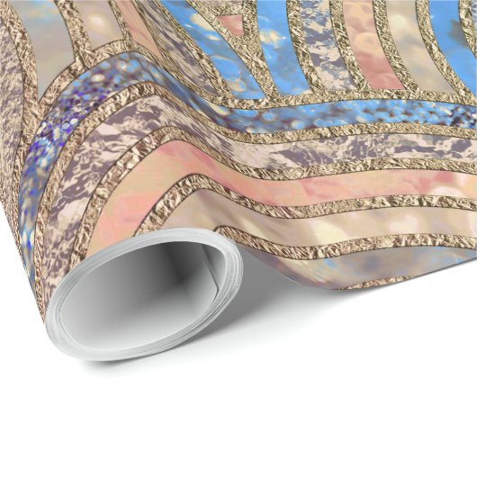 ラグジュアリーアクアクリームメタルフォイルグリッタードットサークル ラッピングペーパー (ロールコーナー)