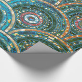 ラグジュアリーアクアティール(緑がかった色)メタルフォイルグリッタードットサークル ラッピングペーパー (角)