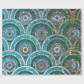 ラグジュアリーアクアティール(緑がかった色)メタルフォイルグリッタードットサークル ラッピングペーパー (フラット)