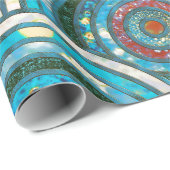 ラグジュアリーアクアティール(緑がかった色)メタルフォイルグリッタードットサークル ラッピングペーパー (ロールコーナー)