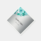 ラグジュアリーアクアバラオンシルバーエレガントな結婚式 スタンダードカクテルナプキン (角)