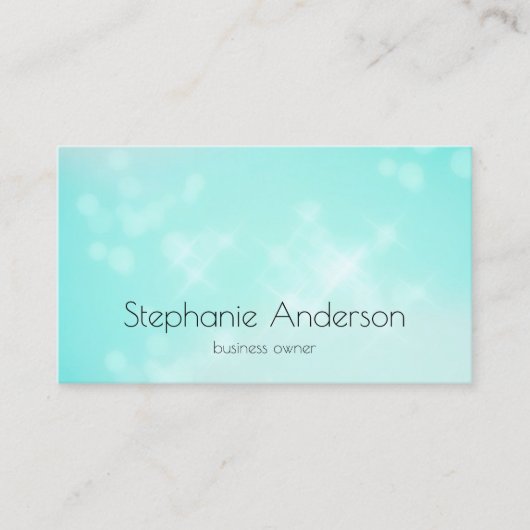 ラグジュアリーアクアブルー《写真》ぼけ味グラマラースパークル 名刺 (正面)