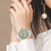 ラグジュアリーアクアマーブルラインストーンウォッチ（女性用） 腕時計