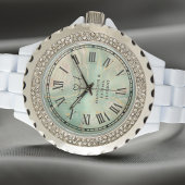 ラグジュアリーアクアマーブルラインストーンウォッチ（女性用） 腕時計