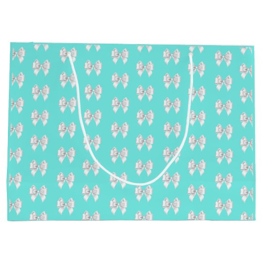 ラグジュアリーアクア カスタムネーム ティファニーテーマ ホワイトリボン ラージペーパーバッグ (裏面)