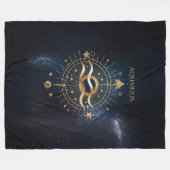ラグジュアリーアクエリアス〔占星術の〕十二宮図 フリースブランケット (正面(横))