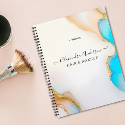 ラグジュアリーアゲートブルー金ゴールド詳細シグネチャースクリプト ノートブック