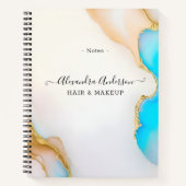 ラグジュアリーアゲートブルー金ゴールド詳細シグネチャースクリプト ノートブック (正面)