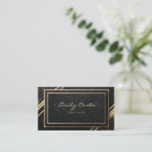 ラグジュアリーアールデコブラック&金ゴールドマーブル 名刺 (スタンド正面)