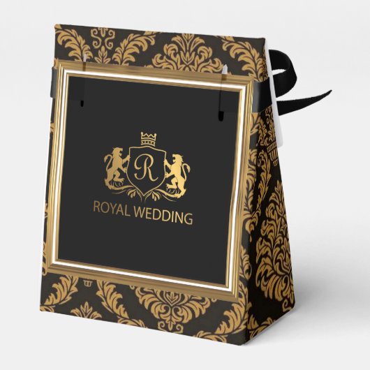 ラグジュアリーアールヌーボーブラック&王室の金ゴールド結婚ズ フェイバーボックス (裏面サイド)