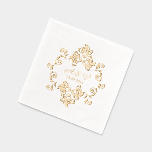 ラグジュアリーアールヌーボーモノグラム 箔ナプキン (左)