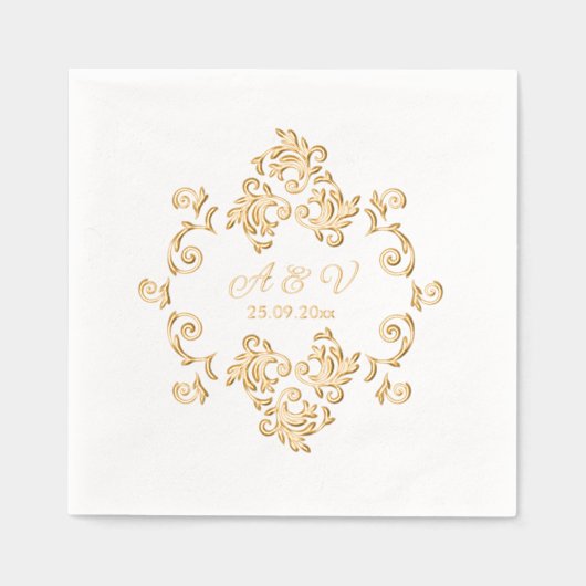 ラグジュアリーアールヌーボーモノグラム 箔ナプキン (正面)