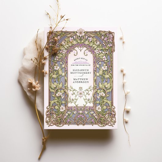 ラグジュアリーアールヌーボー結婚フローラ 招待状