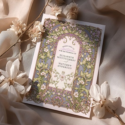 ラグジュアリーアールヌーボー結婚フローラ 招待状