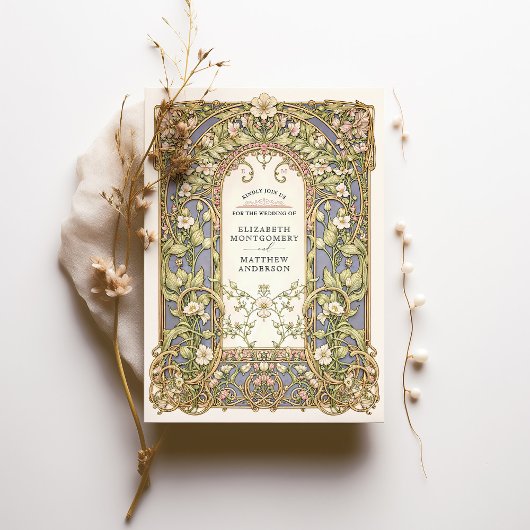 ラグジュアリーアールヌーボー結婚フローラ 招待状